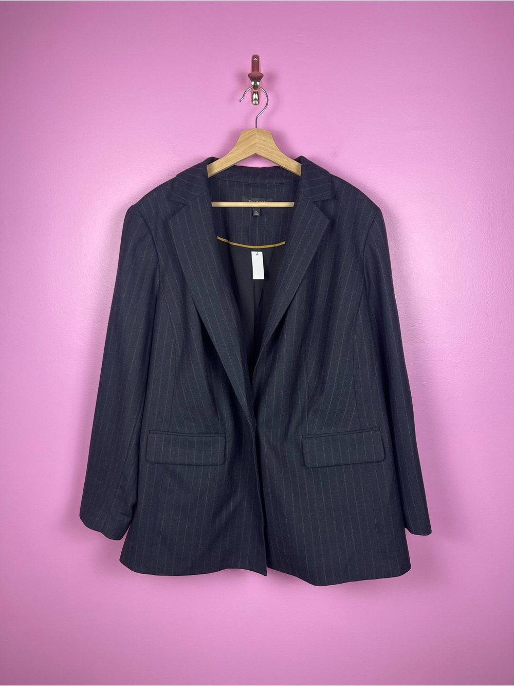 Talbots Luxe Wool Blend Blazer Women's 20W Navy Pinstripe NWT - Picture 2 of 13